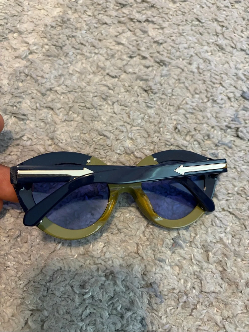 Karen Walker Flowerpatch Sunglasses 1501581 Two Tone Navy Olive Blue Lens